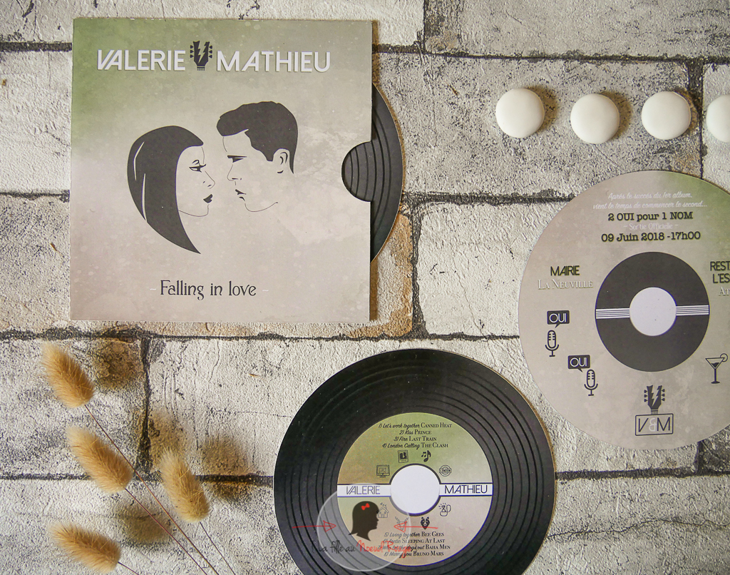 faire-part mariage pochette vinyle musique chansons nature