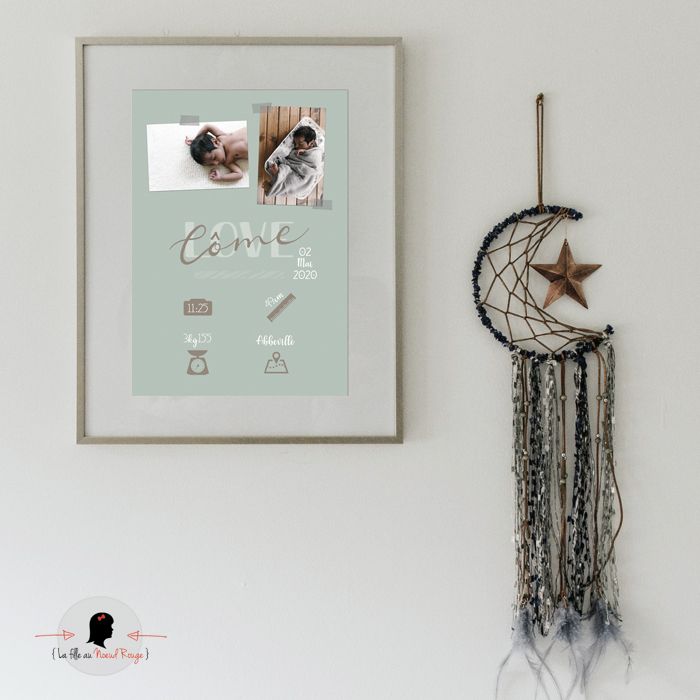 Affiche De Naissance Bebe Modern Love La Fille Au Noeud Rouge