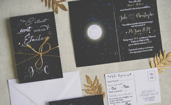 Collection faire part mariage nuit étoiles lune constellation