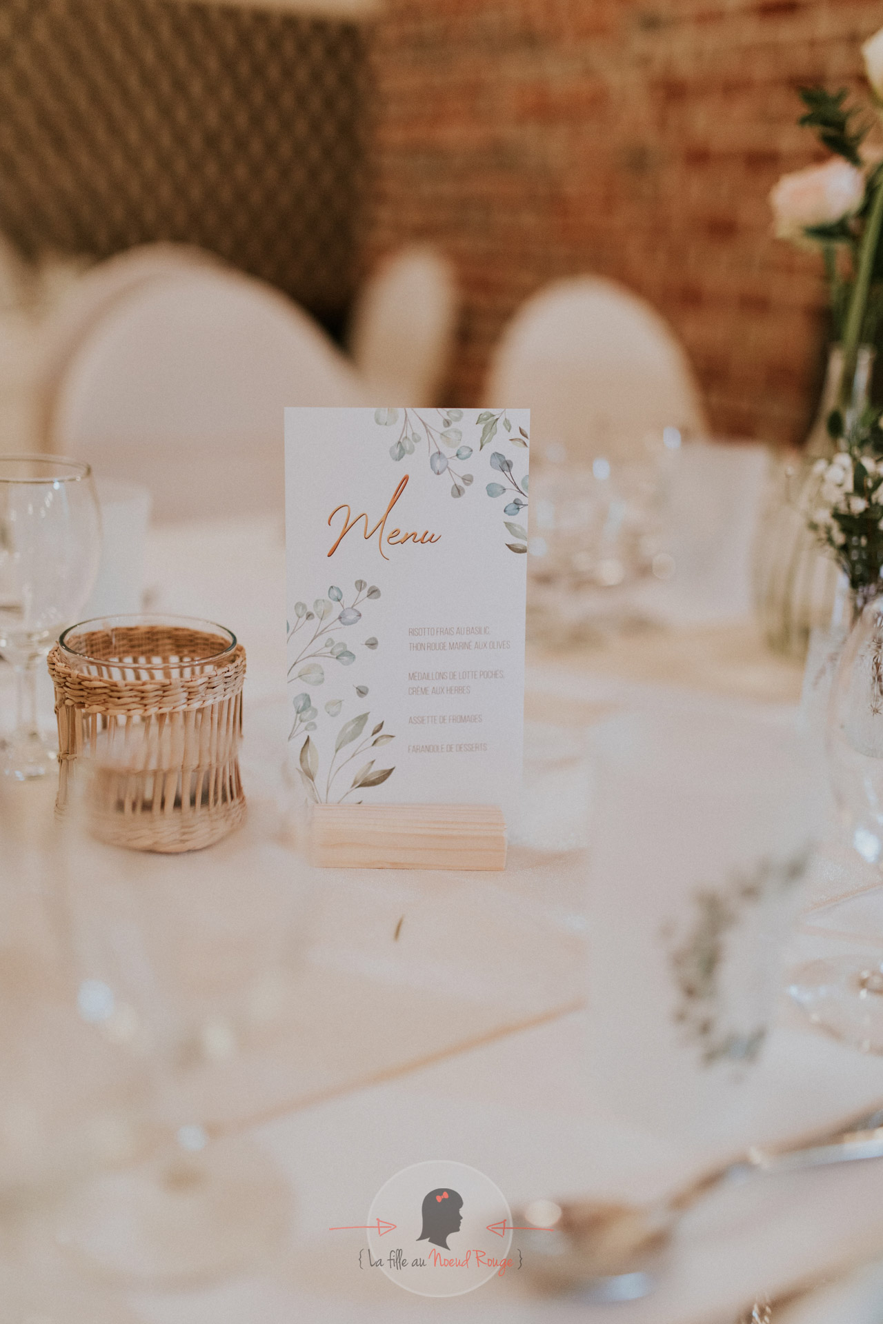 Papeterie mariage sur mesure nature bohème dorure menu 4