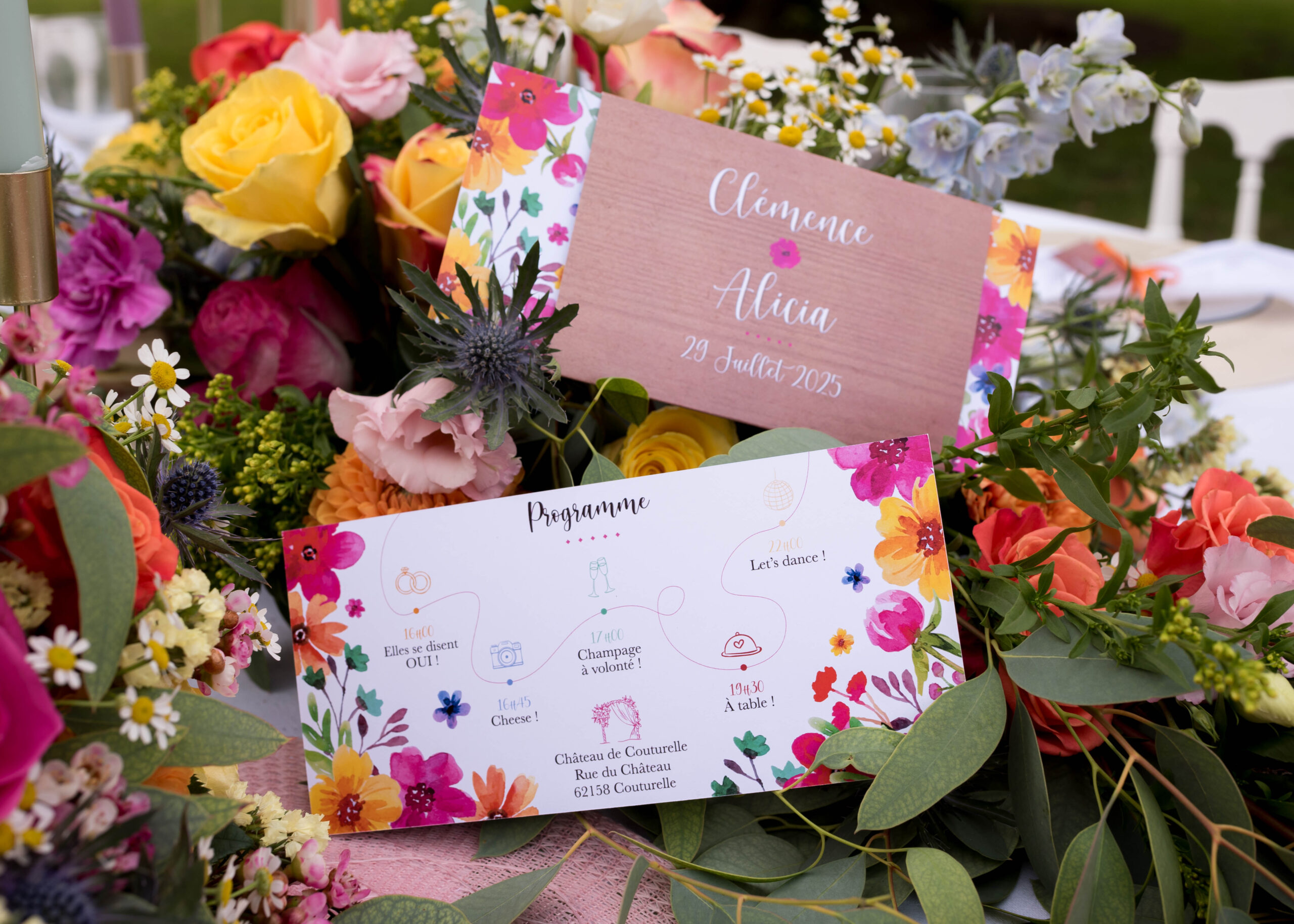 Faire-part mariage coloré original LGBT 30